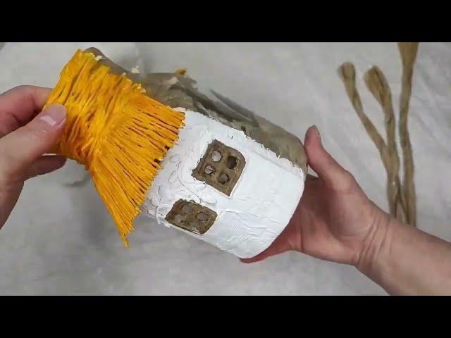 Glass Jar Fairy House Lamp or Flower Vase using cardboard and paper. Paper craft