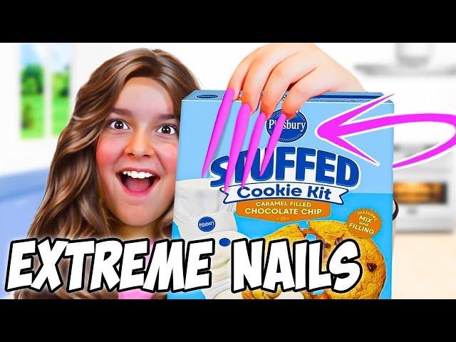 BAKING with EXTREME LONG NAILS!!