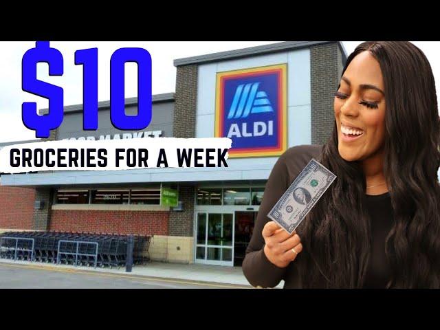 How I eat when I'm Broke! Groceries for a Week Only $10 at Aldi No Coupons ! No more eating out!