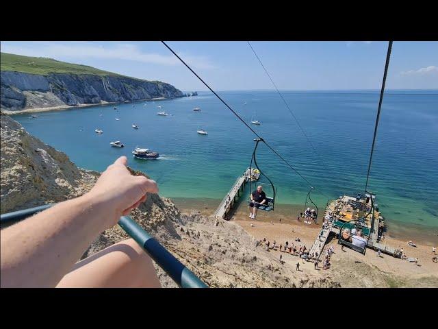 Riding sketchy Chairlift at The Needles - Isle of Wight,DON'T LOOK DOWN!