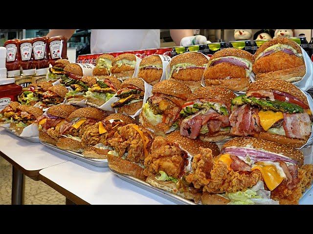 Amazing! The perfect American burger with homemade sauce!/beef,shrimp,chicken patty/KoreanStreetFood