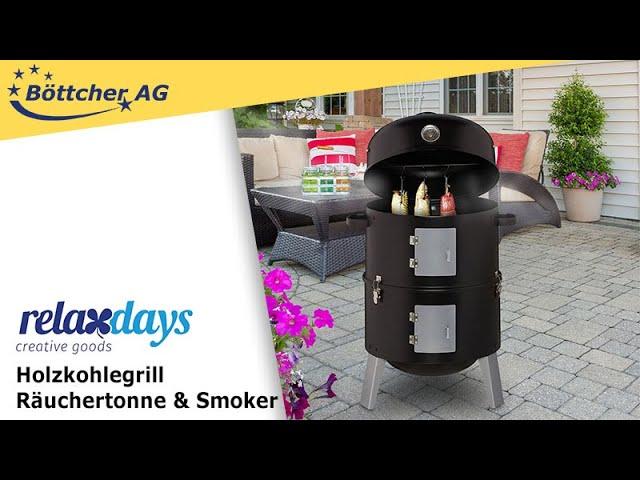 Holzkohlegrill Relaxdays Räuchertonne & Smoker