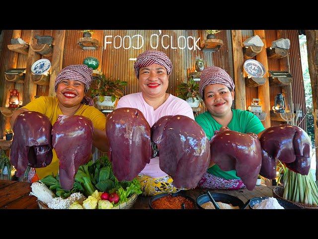 Cooking Most Delicious Pig Liver With Charcoal Recipe Village Chef Style | Roasted Pig Liver Eating