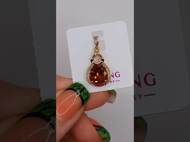 110 грндовжина 2 см ширина 1.2 смКулон Xuping Jewelry крапля вина з червоним каменем 2 см золотистий