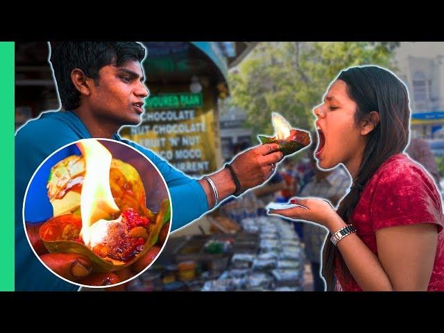 Exotic Indian Street Food Tour in Delhi, India! Crazy FLAMING FIRE PAAN!