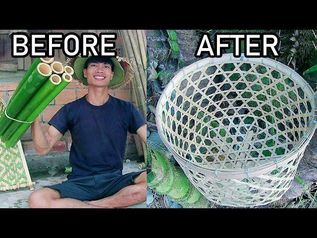 Making a Basket from bamboo woodworking art丨Traditional craft