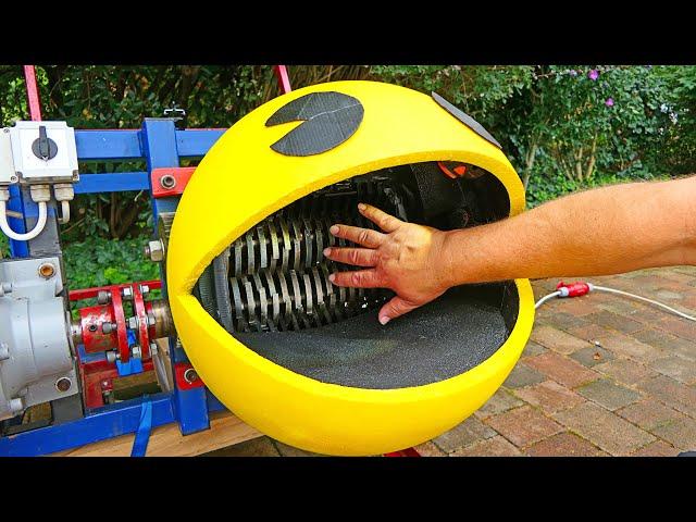 Real Life PACMAN Shredding Machine vs SUPER MARIO! NEVER DO THIS!