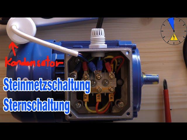 Steinmetzschaltung Drehstrommotor betreiben Kondensator Sternschaltung anschließen