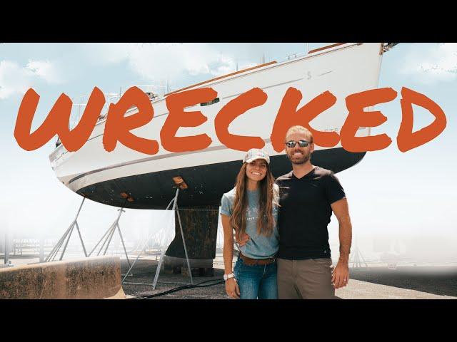 Tour of our Totaled & Salvaged, Wrecked 49' Beneteau Sailboat! | Expedition Evans 2