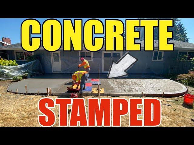 How To Pour Stamped Concrete Patio with Dark Grey Color