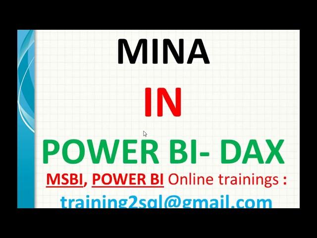 DAX functions | MINA in Power BI | mina in dax | min vs mina in dax