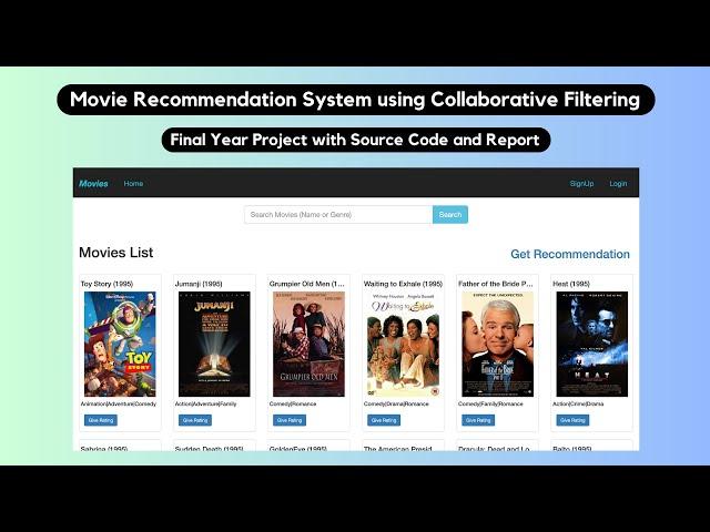 Movie Recommendation System using Collaborative Filtering | Final Year Project