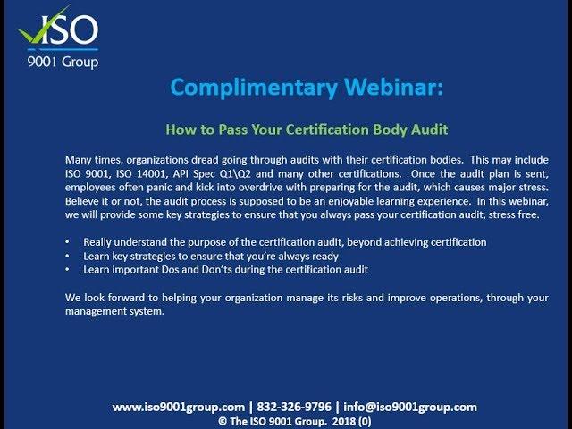 How to Pass Your ISO 9001 Certification Body Audit