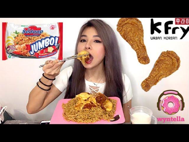 4x Mie Sedap + 6pcs Fried Chicken ! Mukbang with Wyntella #EP1