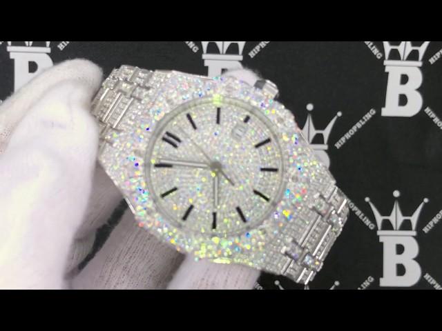 Octagon Full CZ Big Bezel Silver Bling Bling Watch | Bustdown Iced Out Wristwatch WACZ119S