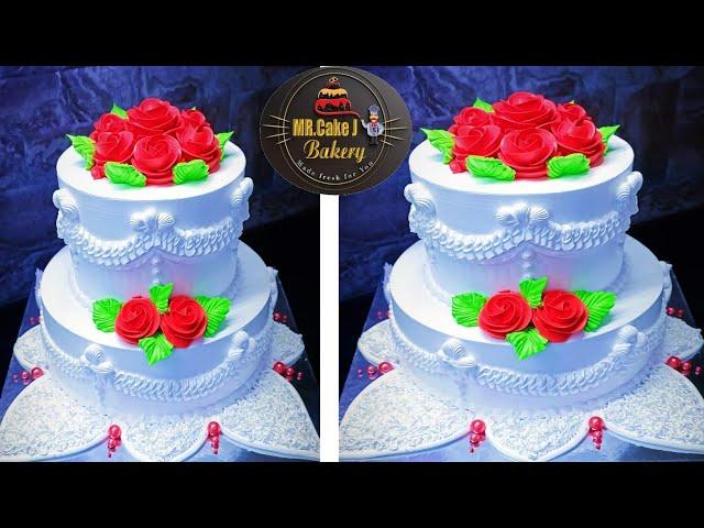 Fresh Cream Flowers Cake Decoration Idea | Two Tier Cake Recipe in India #Mrcakej