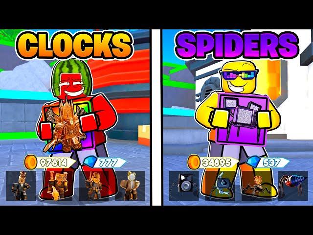 CLOCK TEAM VS SPIDER TEAM In Toilet Tower Defense