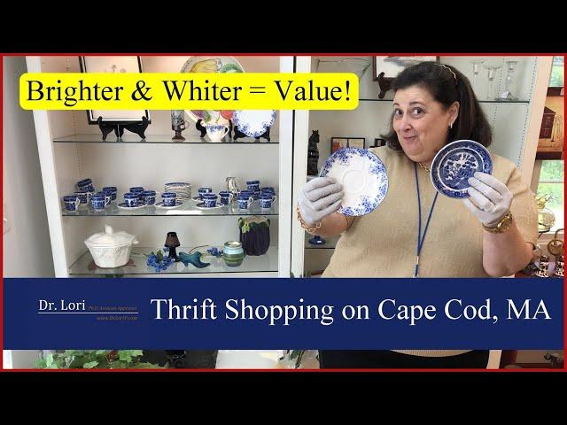 Shopping for Value! Blue Willow, Wedgwood, Fostoria Glass, Bone China, Plates - Thrift with Dr. Lori