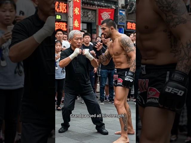 The MMA player asked kung fu grandpa to punch him three times first. #kungfuskills #fighting