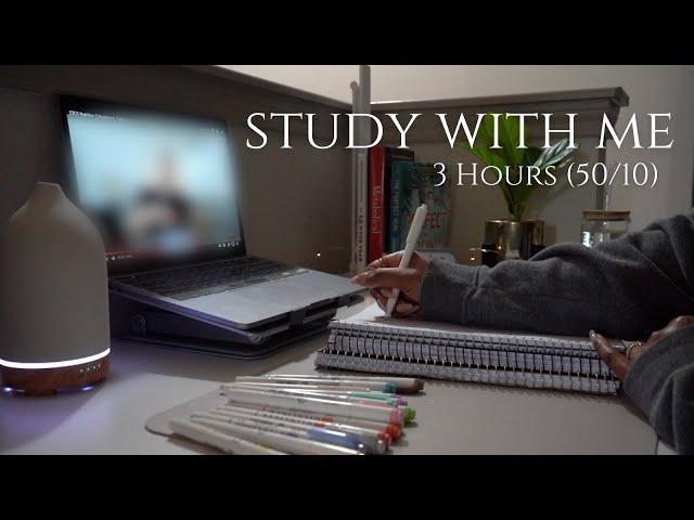 3-Hour Study With Me | Lofi + Rain  Pomodoro 50/10