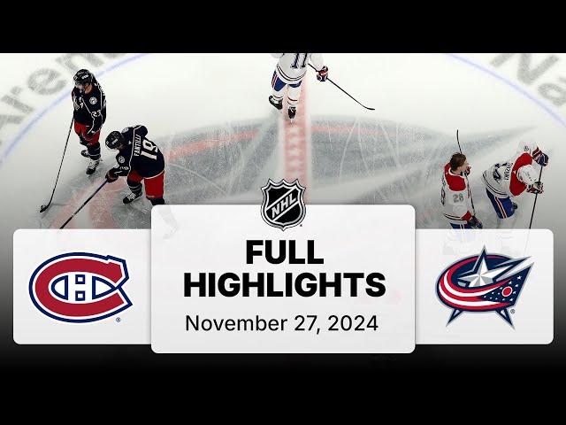 NHL Highlights | Canadiens vs. Blue Jackets - November 27, 2024