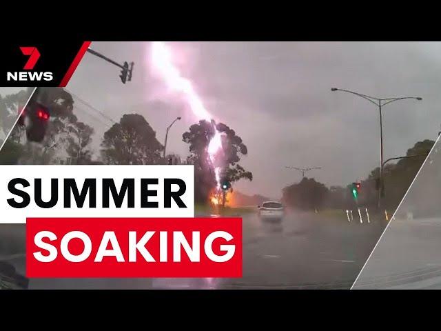 Melbourne’s summer storm soaking half a month's rain in just half an hour | 7NEWS