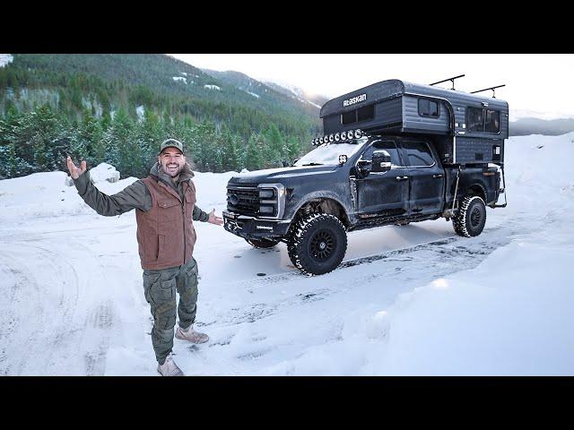 First Time Truck Camping Trapped in BLIZZARD!!  *ICE ROADS* (7,000 Miles)