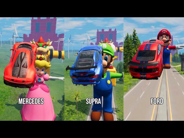 Cars vs Super Mario Characters #16  BeamNG.Drive | The Real Granny