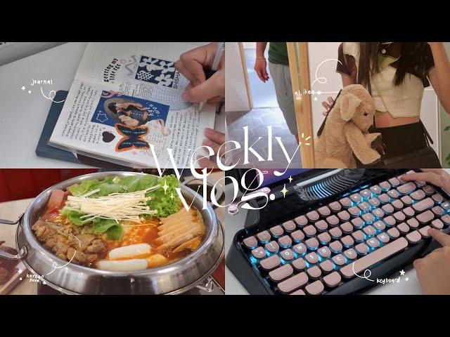 weekly vlog  time to de-stress | going to ikea, lots of food, journaling, keyboard asmr + more!