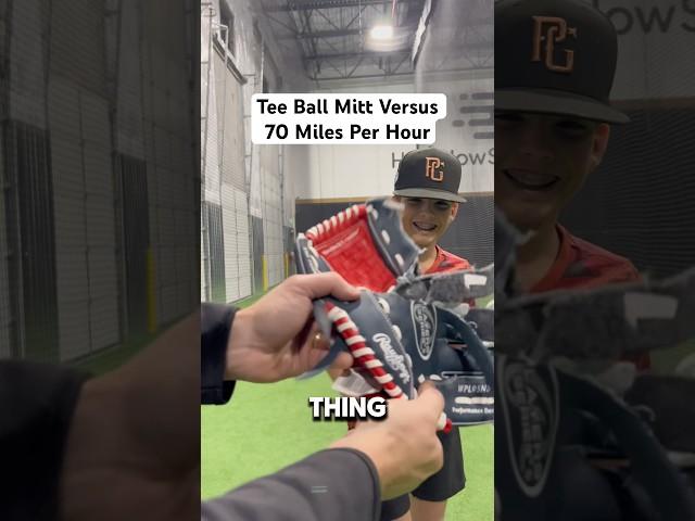 Tee ball glove versus 70 miles per hour. How long before it breaks? #mlb #baseball #baseballszn