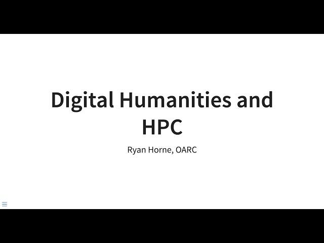 Digital Humanities and HPC