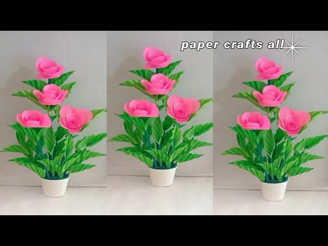 paper craft flowers for home decoration / easy home decor rose flowers