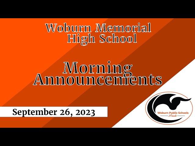 WMHS Morning Announcements - 9.26.23