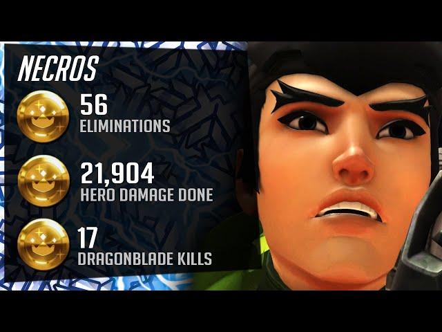 Necros is OP - #1 Genji main! 56 elims! [ Overwatch Season 28 Top 500 ]