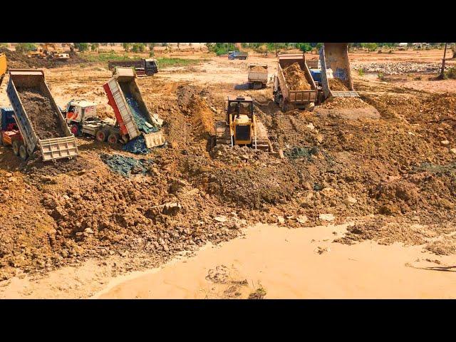 Full Video!Amazing Work Heavy Duty Machinery Bulldozer D60P Pushing Stone,Soil, Mud Perfectly, 24Ton