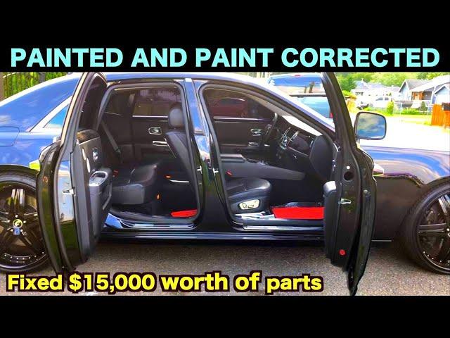  Making this SALVAGED Rolls Royce Ghost Driveway Paint Job Look Absolutely Flawless CUT AND BUFFING