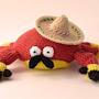 Traumatized crab with a sombrero