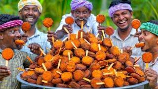 CANDY CHICKEN | Chicken Popsicle | Crispy Chicken Snack Recipe Cooking in Village | Bread Recipe