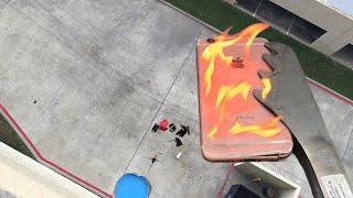 Can Flaming iPhone 6s Survive 100 FT Drop into Kiddie Pool of Water? - GizmoSlip