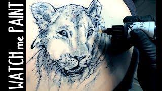 Abstract lion painting  - with shading - Löwe malen - temporary tattoo by zacher-finet