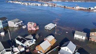 Drone video: Extreme flooding in Hampton Beach, NH; Police declare emergency