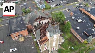 Aerial video shows tornado damage in Rome, New York