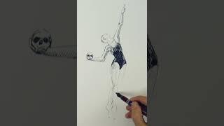 HOW TO DRAW A BALLERINA WITH SKULL - #shorts