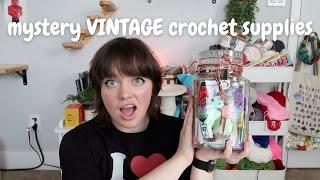 unboxing a VINTAGE mystery jar of crochet supplies