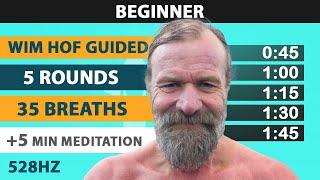 Beginner Wim Hof Guided Breathing | 5 Rounds - 35 Breaths | 5 min Meditation | 528hz