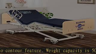 Ultra Low Adjustable Hospital Bed with 36" Foam Mattress - 7" - 30" Height Range, 80" - 88" Length