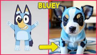 BLUEY Characters In REAL LIFE  and Other FAVORITES | Guess The BLUEY Characters By Their Voice 