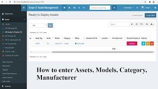 SNIPE-IT Create Assets, Models, Category, Manufacturer || Snipe IT Asset Management