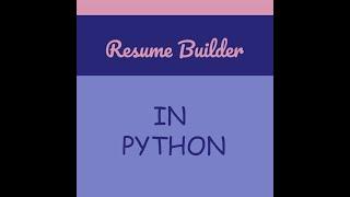 Resume Builder In Python / Django / Pillow package