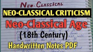 Neo-Classical Criticism | 18th Century Criticism |  Notes with Pdf Neo-Classical Age | Neoclassicism